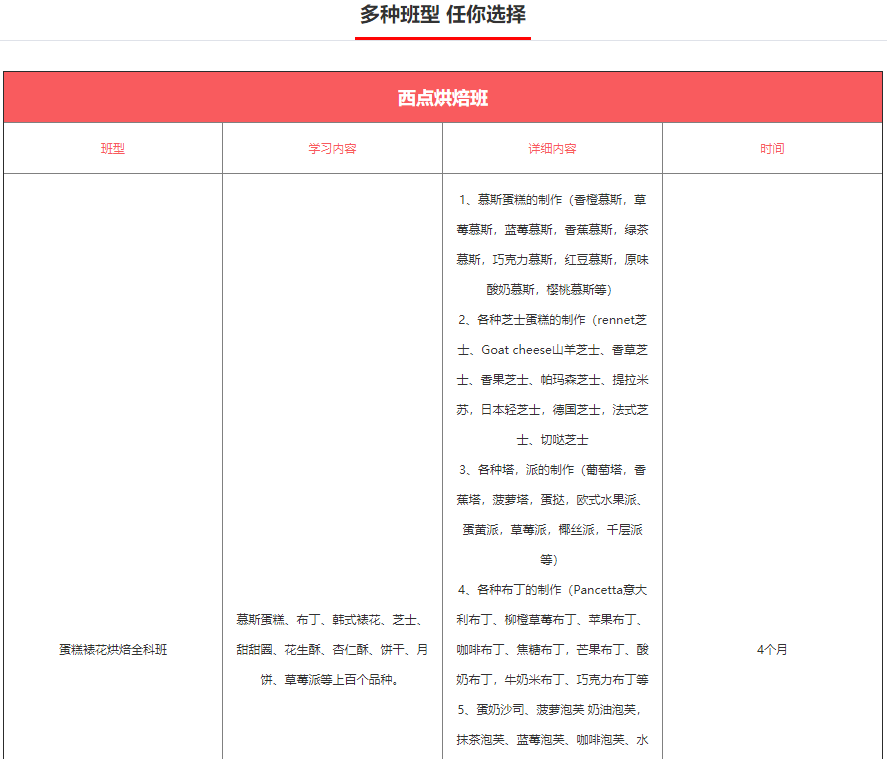 西点烘培班