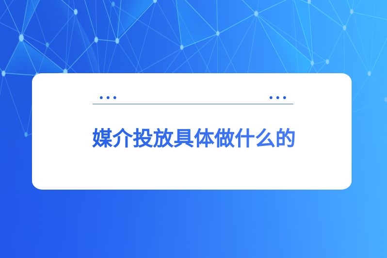 媒介投放具体做什么的