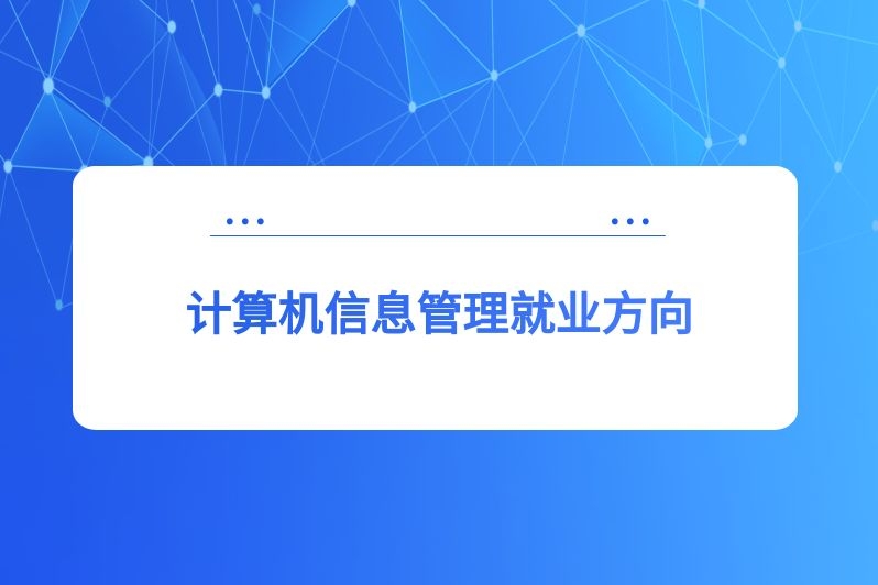 计算机信息管理就业方向